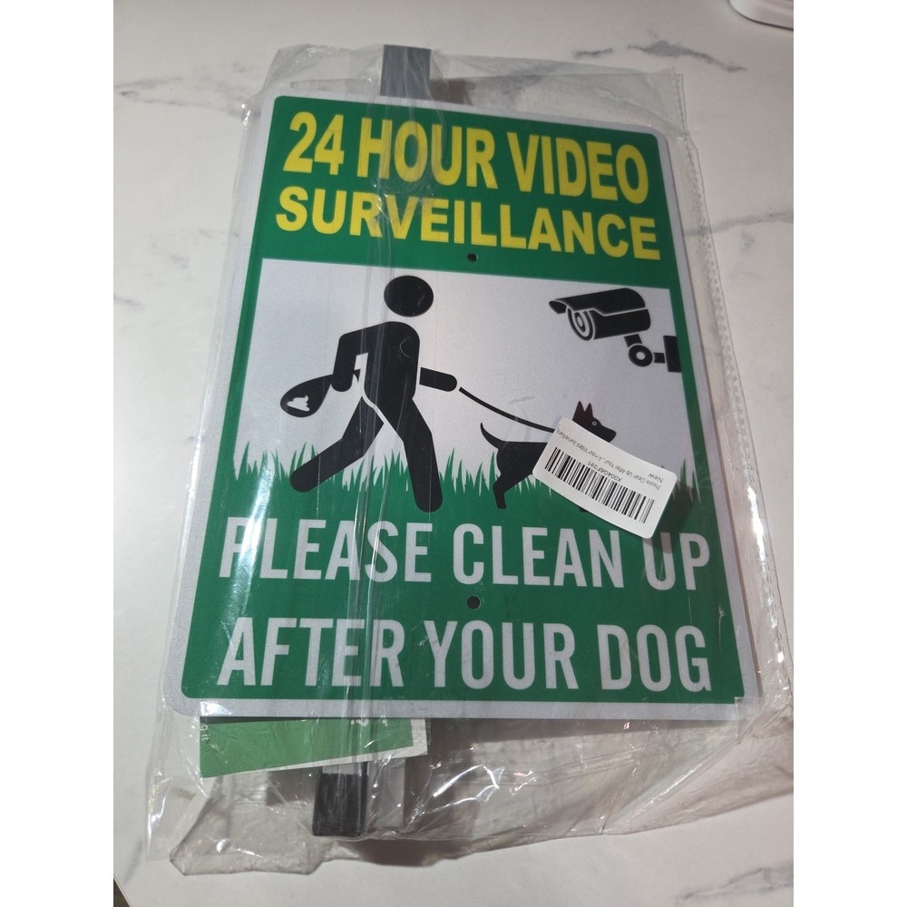 Please Clean Up After Your Dog 24 Hour Surveillance Public Notice Sign Metal